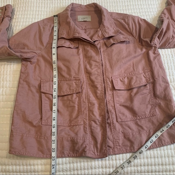 Loft Blush Pink Linen Blend Button Front Jacket Pockets Petites Size Small SP - Picture 7 of 9
